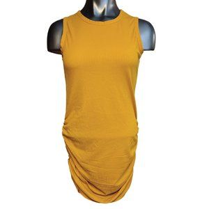 Forever Rose Couture Women's Yellow Ribbed Knit Sleeveless Bodycon Dress L